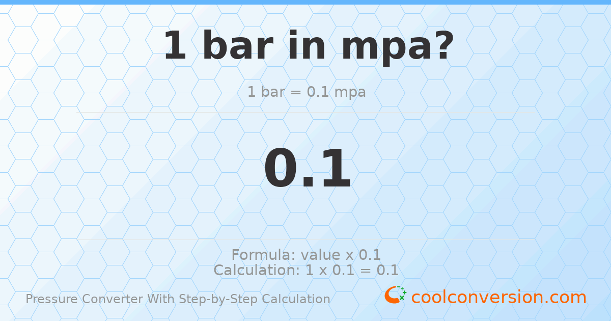1 bar = 0.1 MPa