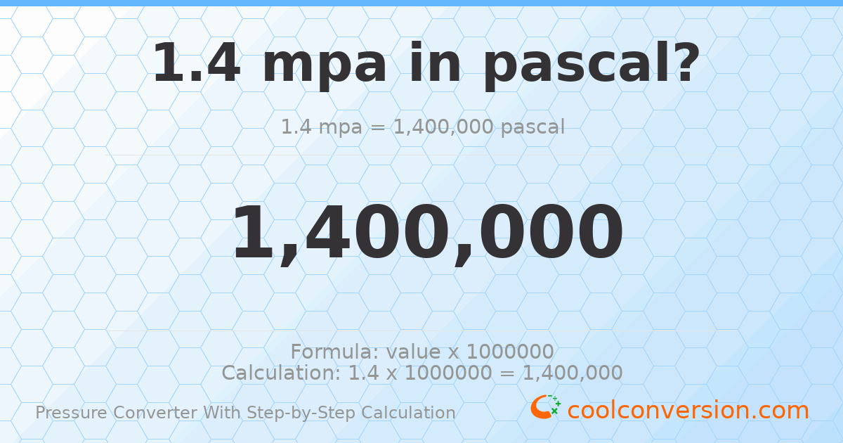 1.4 MPa = 1400000 pascals