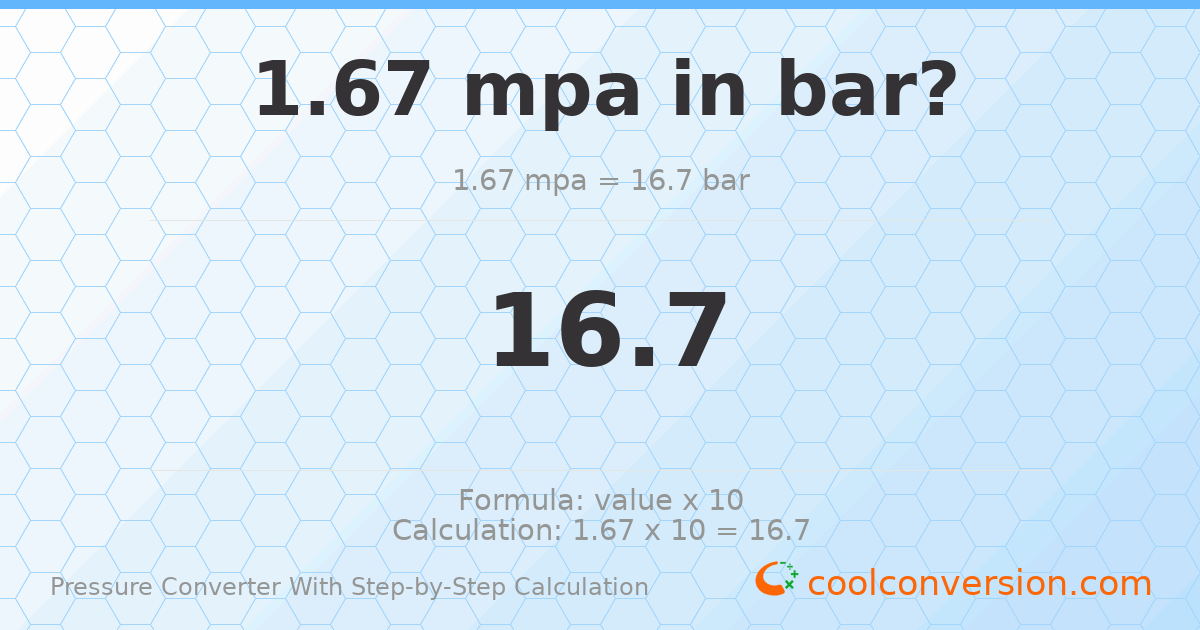 1.67 MPa = 16.7 bar