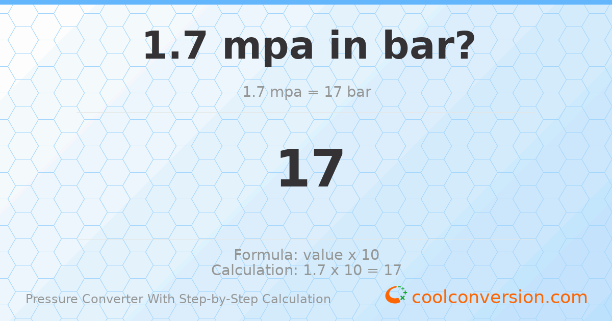 1.7 MPa = 17 bar