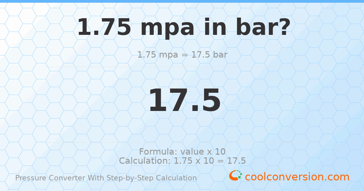 1.75 MPa = 17.5 bar