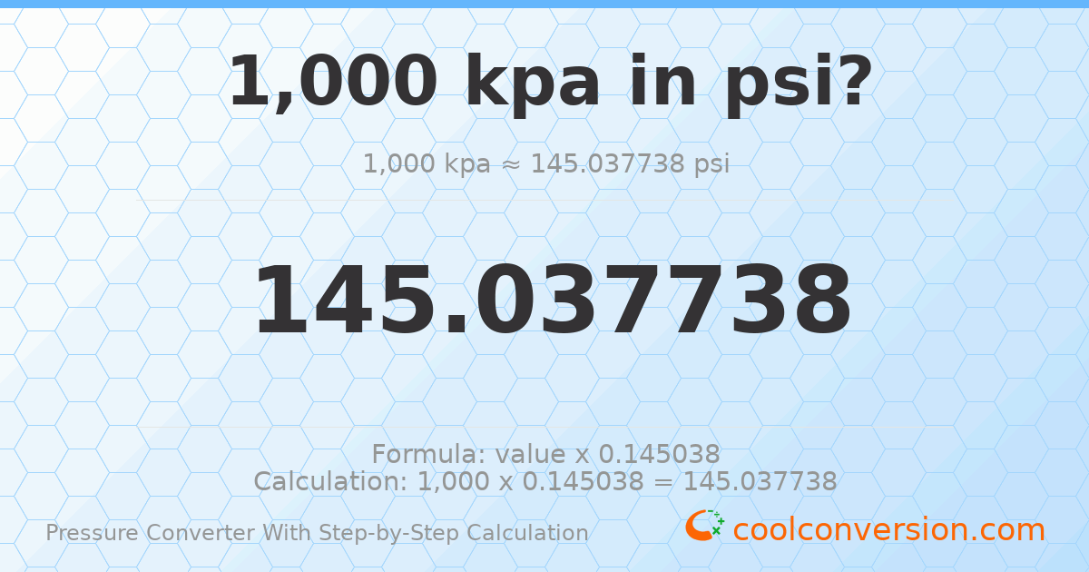 1000 kPa = 145.038 psi