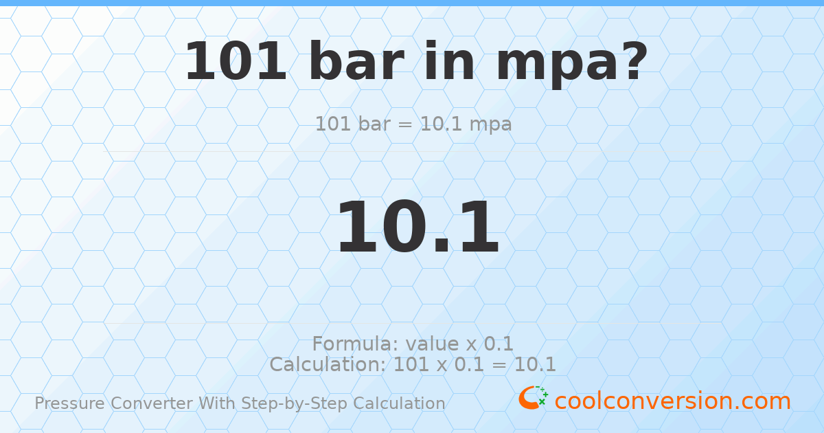 101 bar = 10.1 MPa