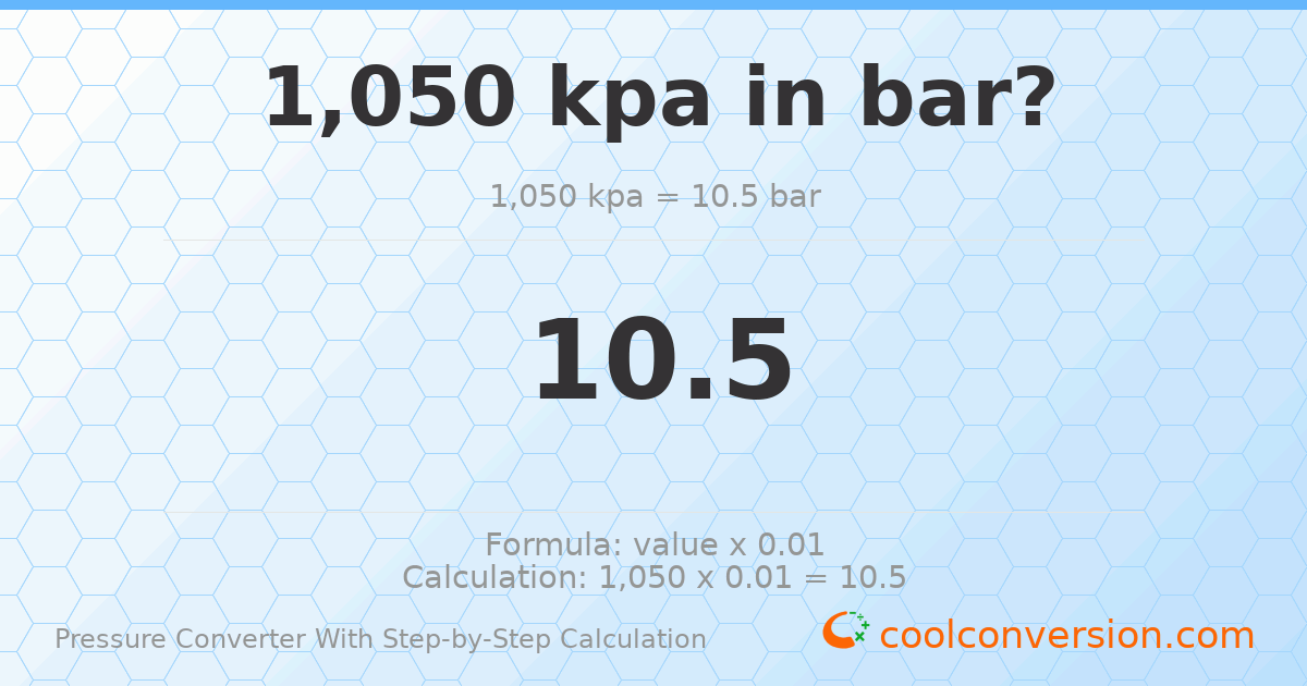 1050 kPa = 10.5 bar