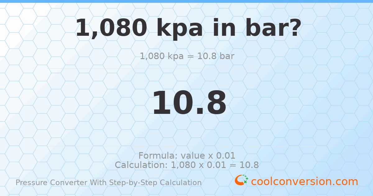 1080 kPa = 10.8 bar