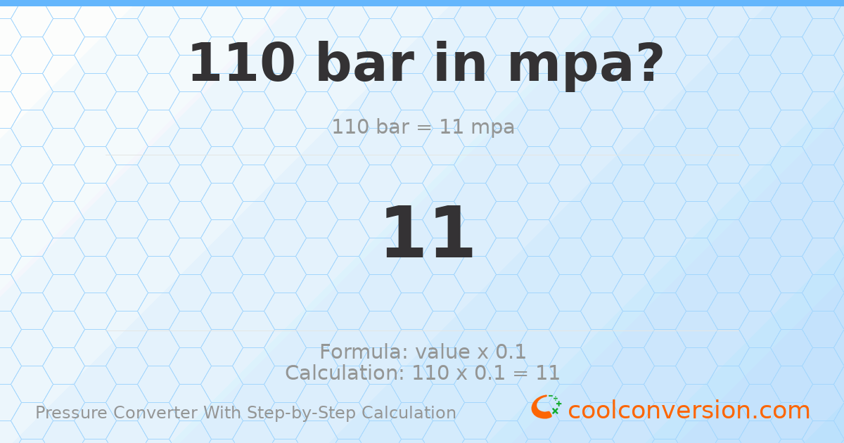110 bar = 11 MPa