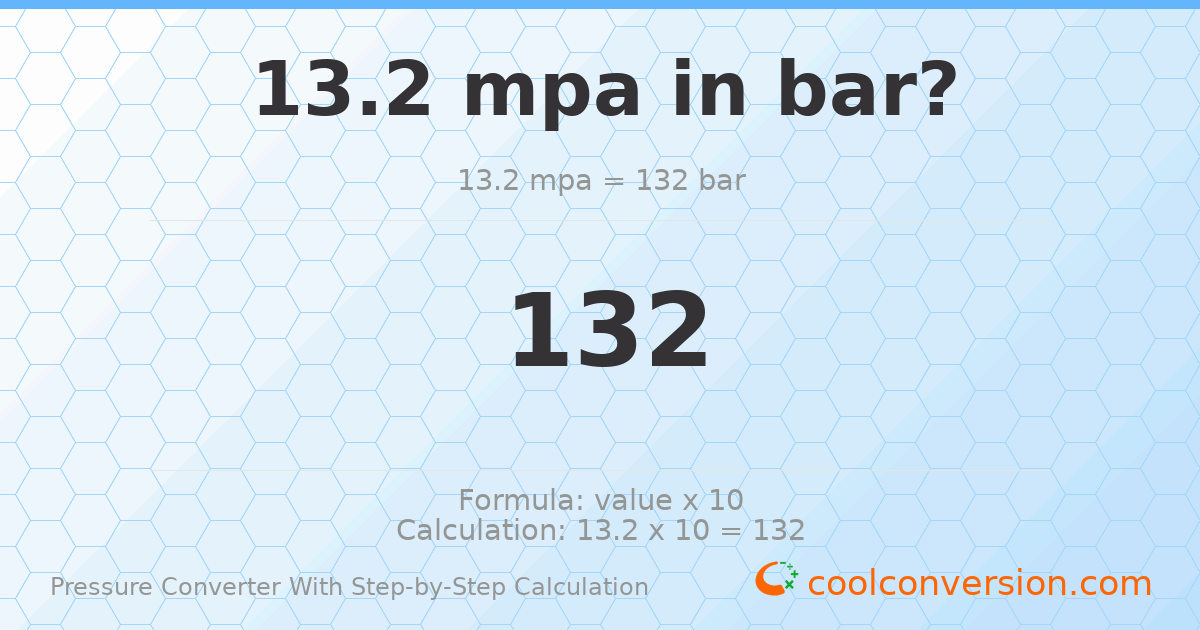 13.2 MPa = 132 bar