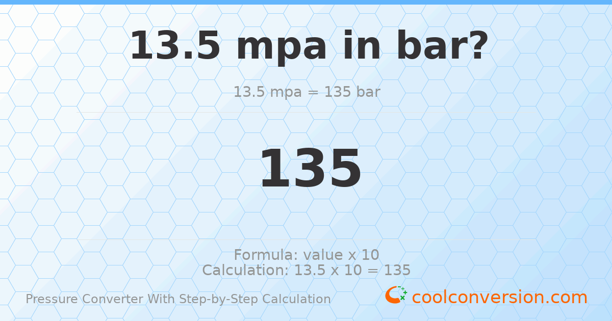 13.5 MPa = 135 bar
