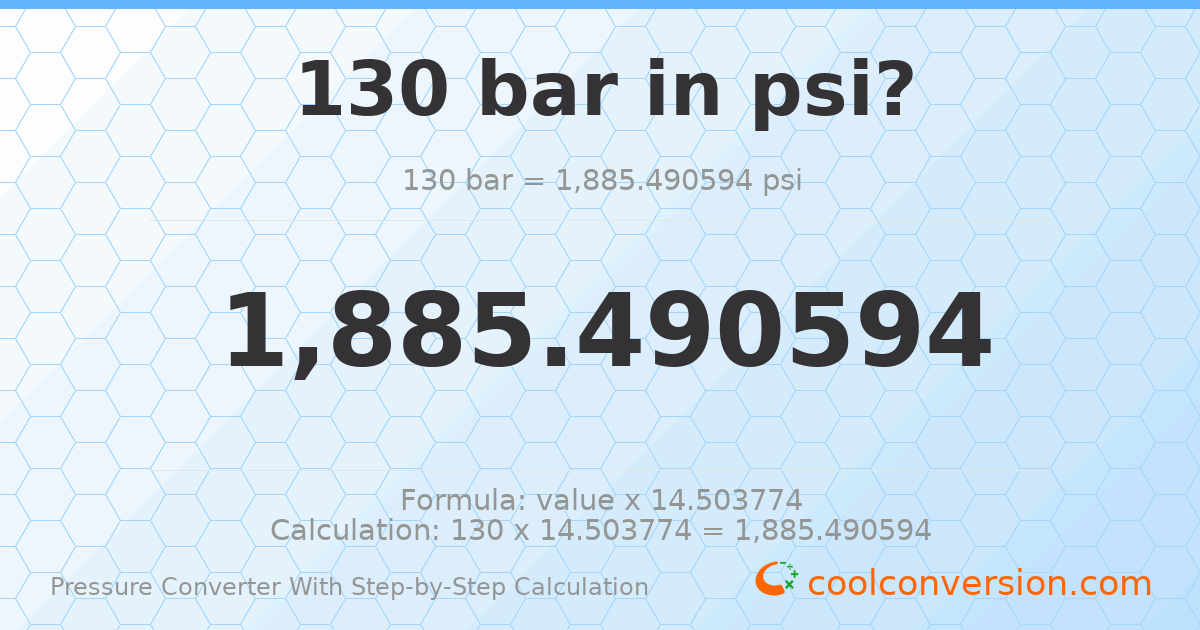 130 bar = 1885.49 psi