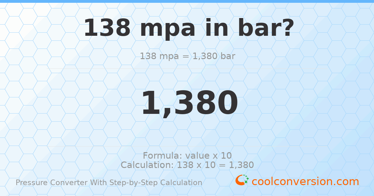 138 MPa = 1380 bar