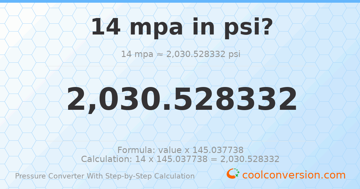 14 MPa = 2030.53 psi
