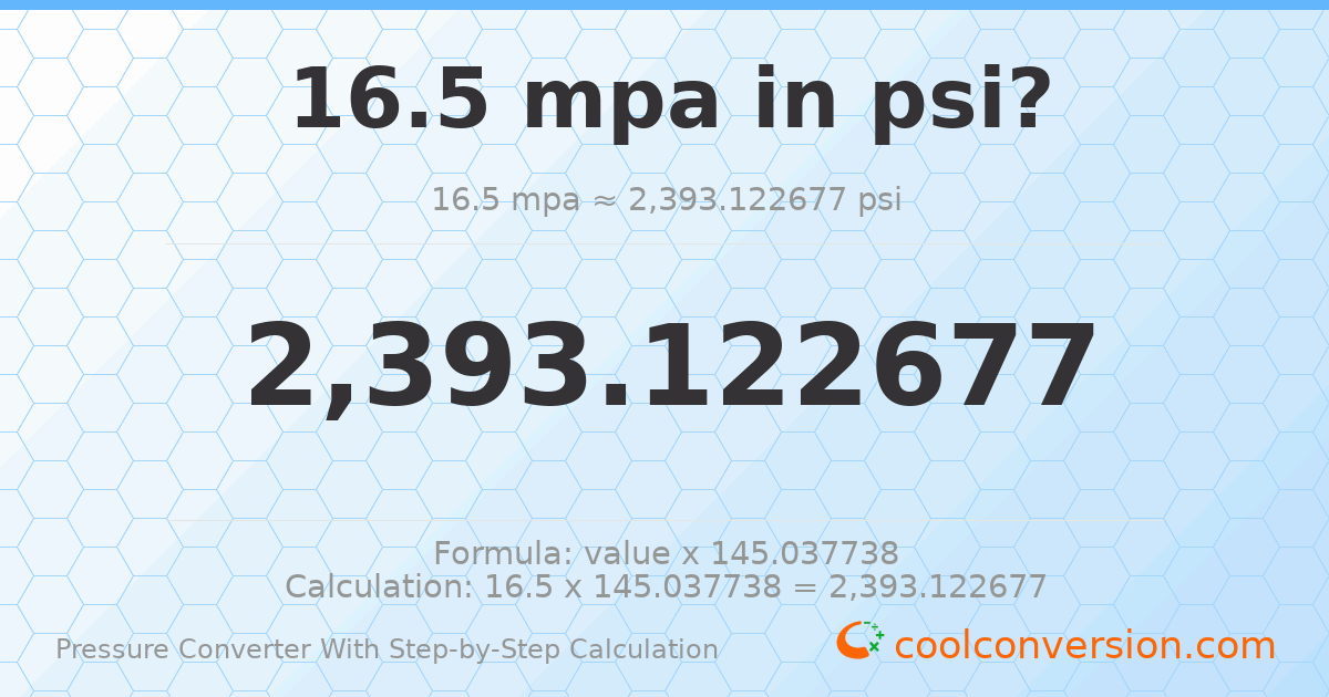 16.5 MPa = 2393.12 psi