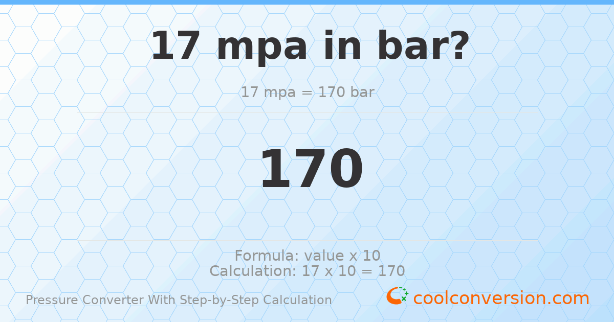 17 MPa = 170 bar