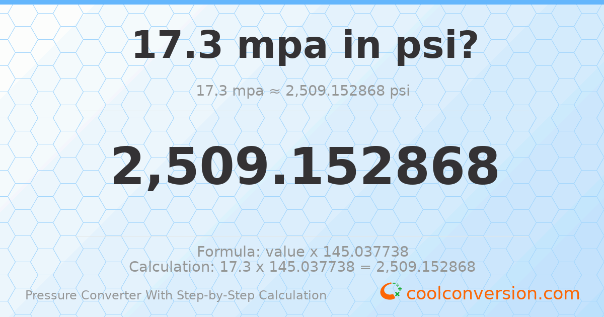 17.3 MPa = 2509.15 psi
