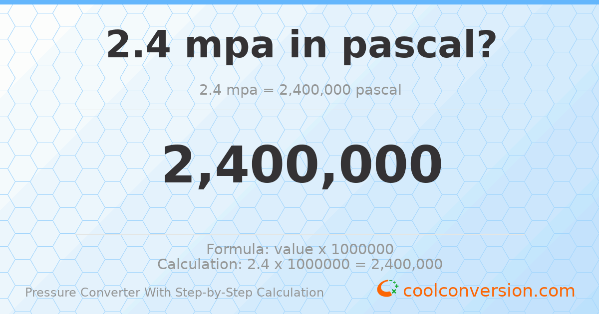 2.4 MPa = 2400000 pascals