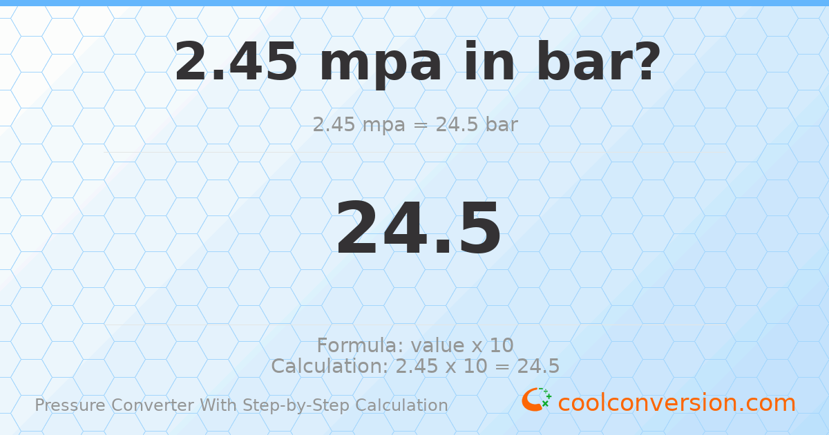 2.45 MPa = 24.5 bar