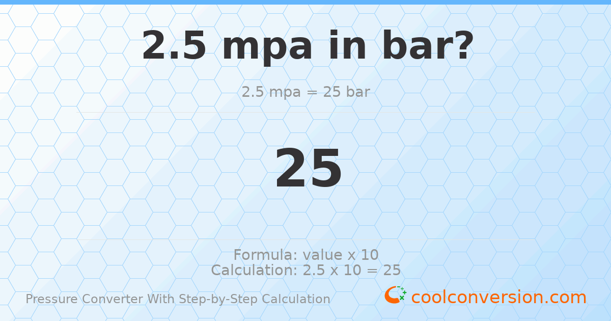 2.5 MPa = 25 bar