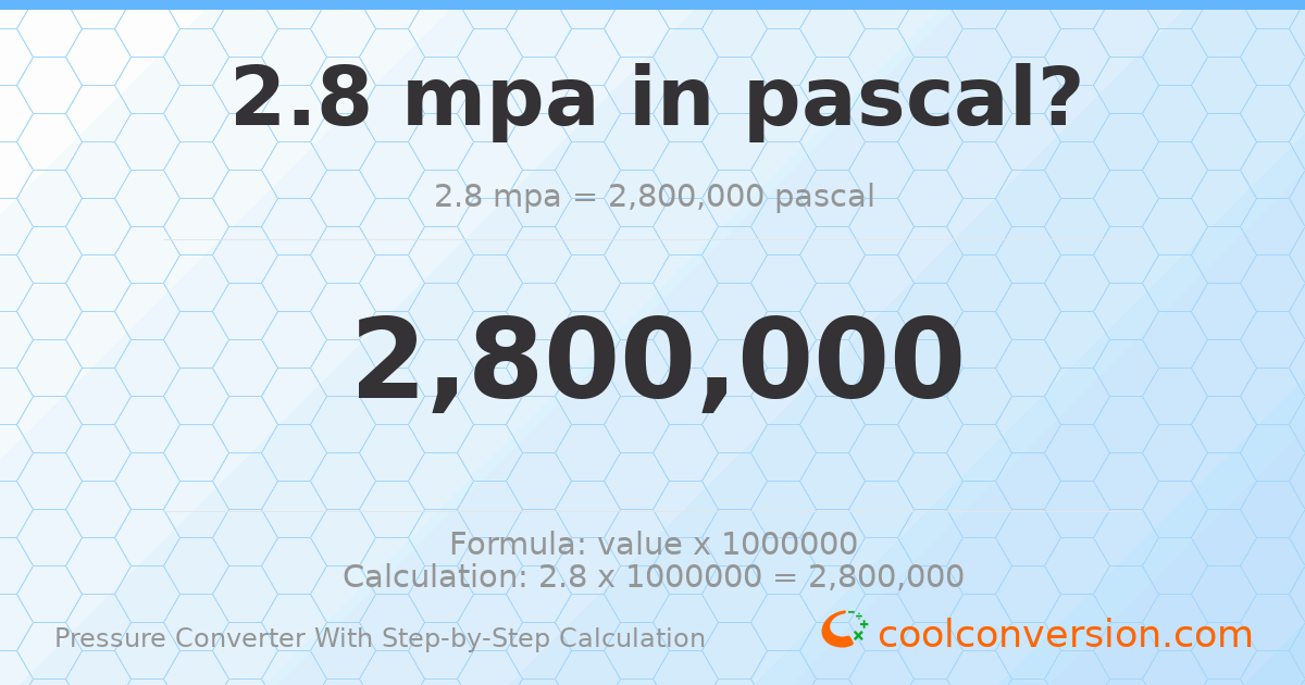 2.8 MPa = 2800000 pascals