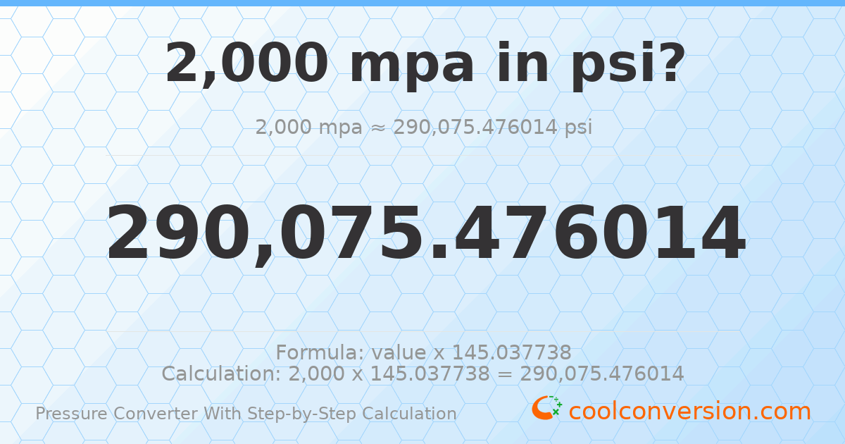 2000 MPa = 290075 psi