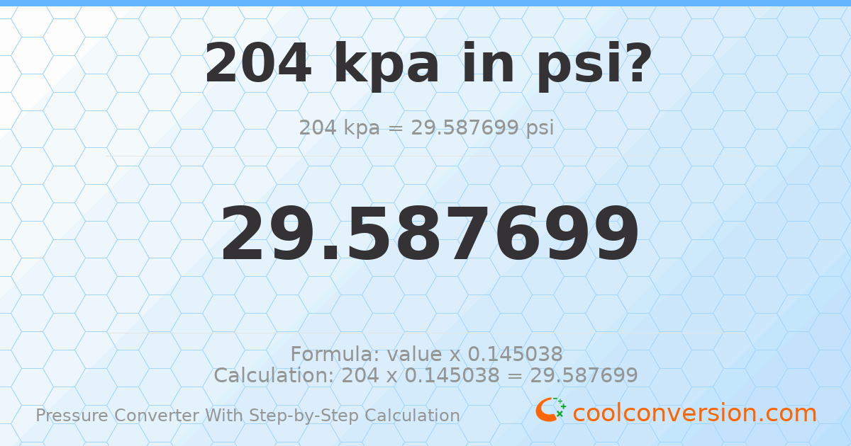204 kPa = 29.5877 psi