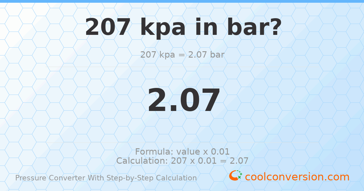 207 kPa = 2.07 bar