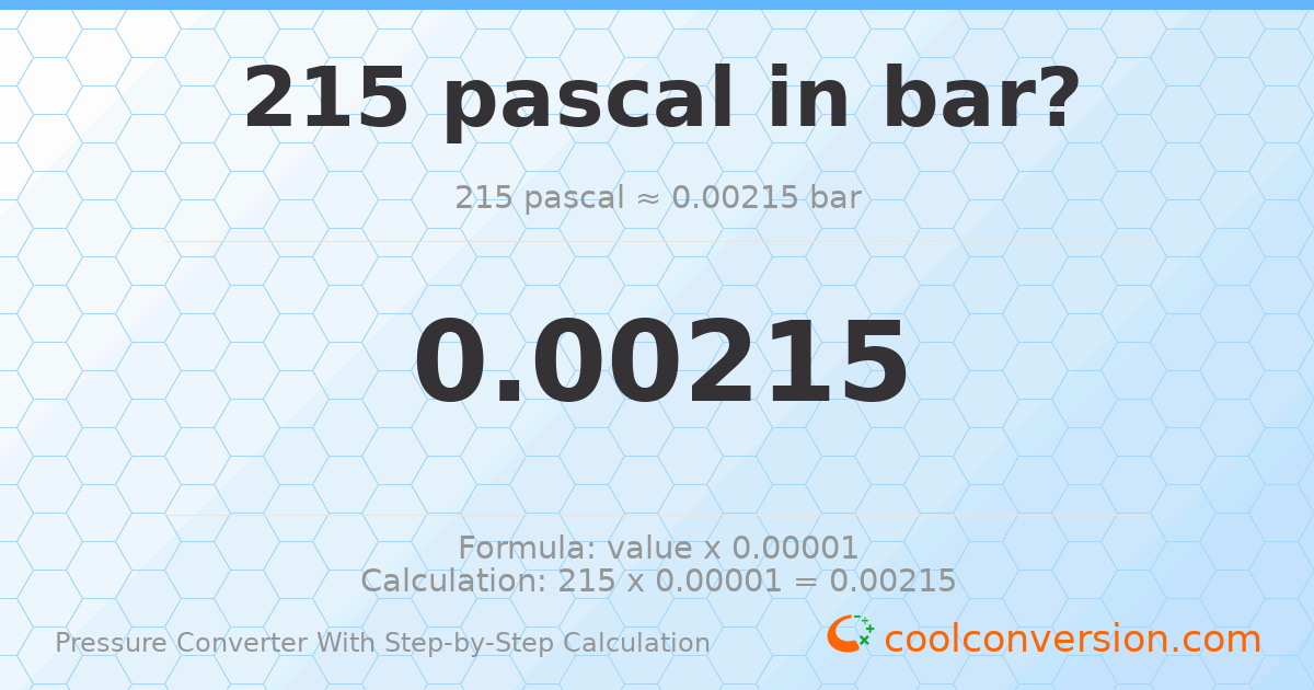215 pascals = 0.00215 bar
