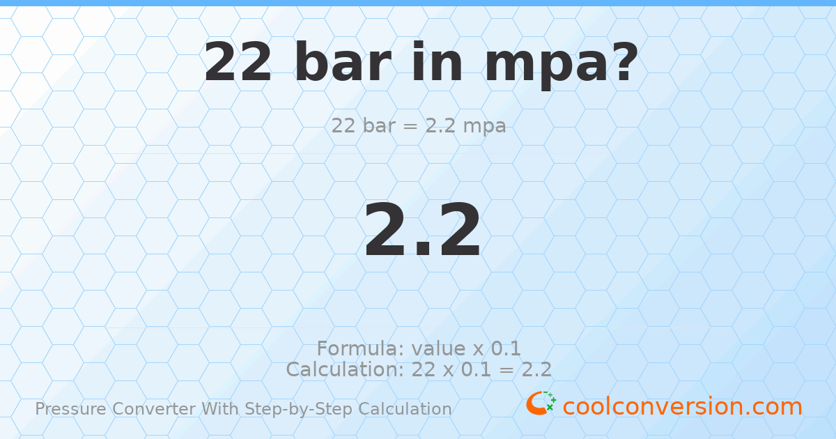 22 bar = 2.2 MPa