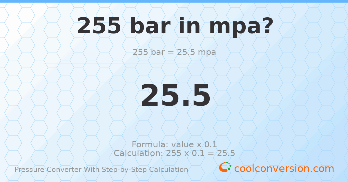 255 bar = 25.5 MPa