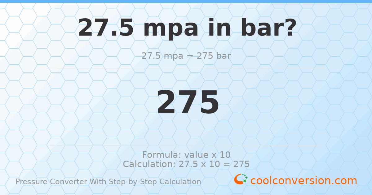 27.5 MPa = 275 bar