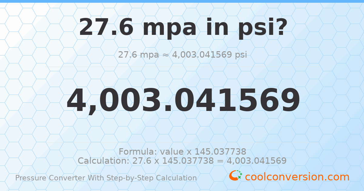 27.6 MPa = 4003.04 psi