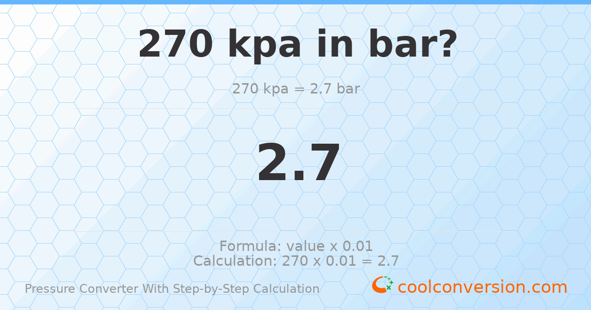 270 kPa = 2.7 bar