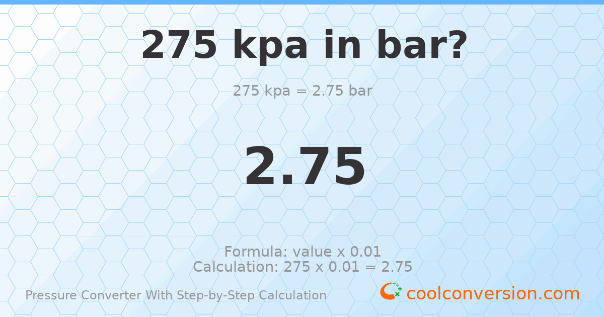 275 kPa = 2.75 bar