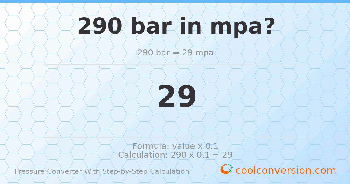 290 bar = 29 MPa