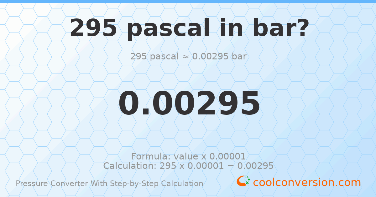 295 pascals = 0.00295 bar