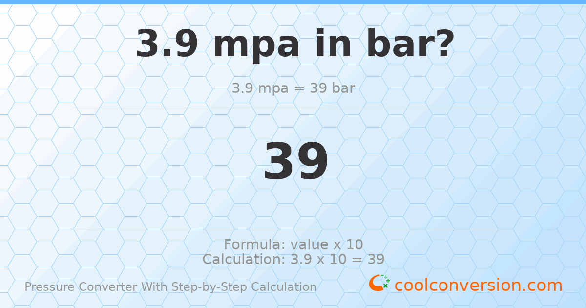 3.9 MPa = 39 bar