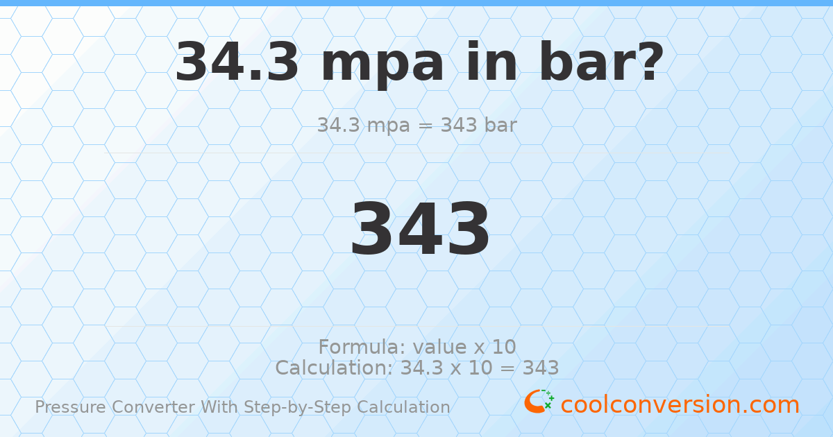 34.3 MPa = 343 bar