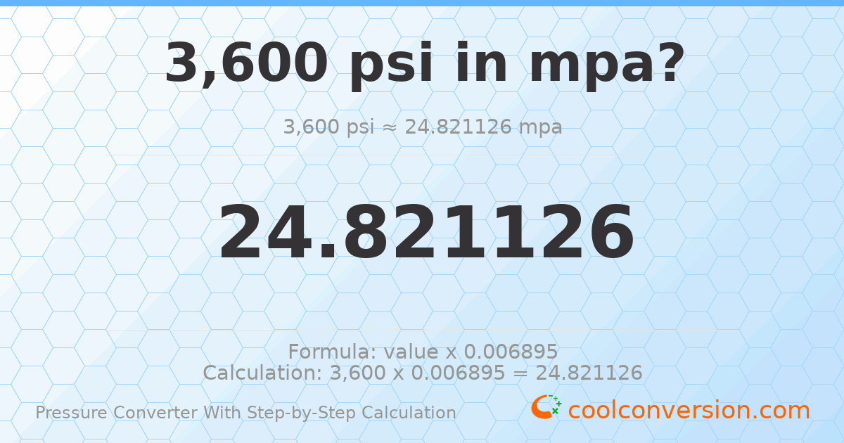 3600 psi = 24.8211 MPa