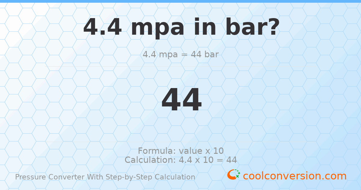 4.4 MPa = 44 bar