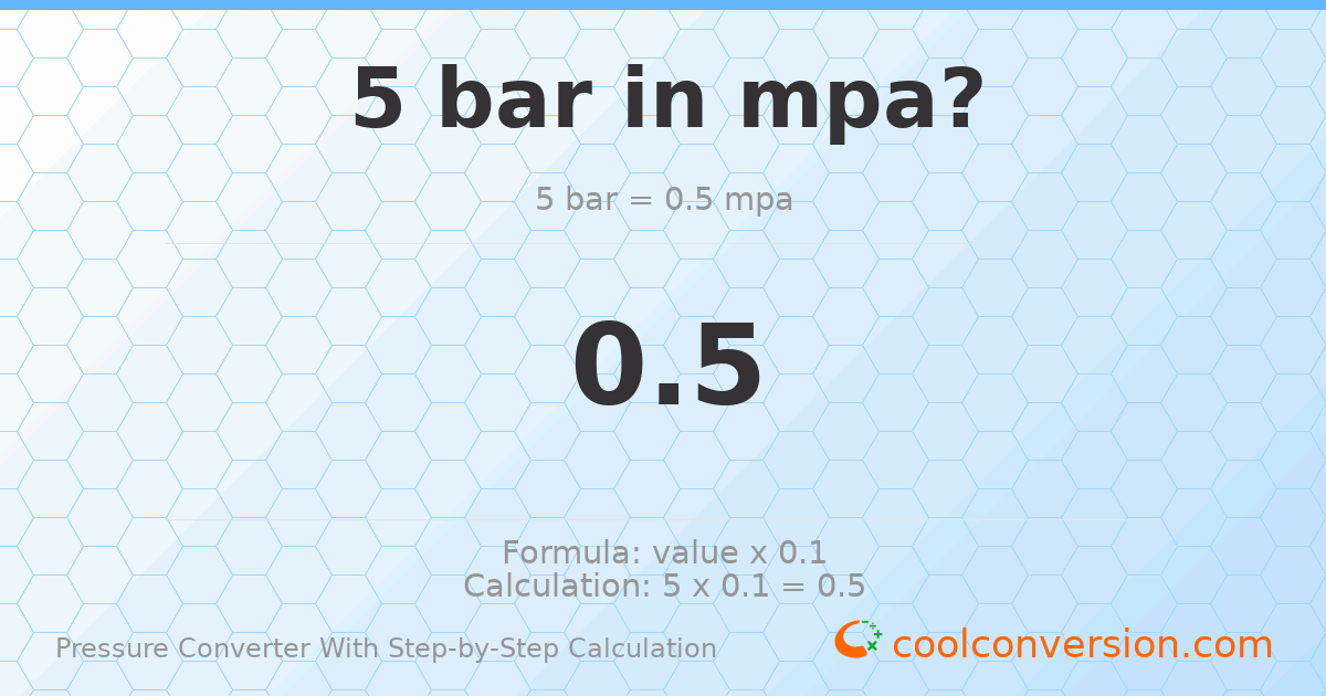 5 bar = 0.5 MPa
