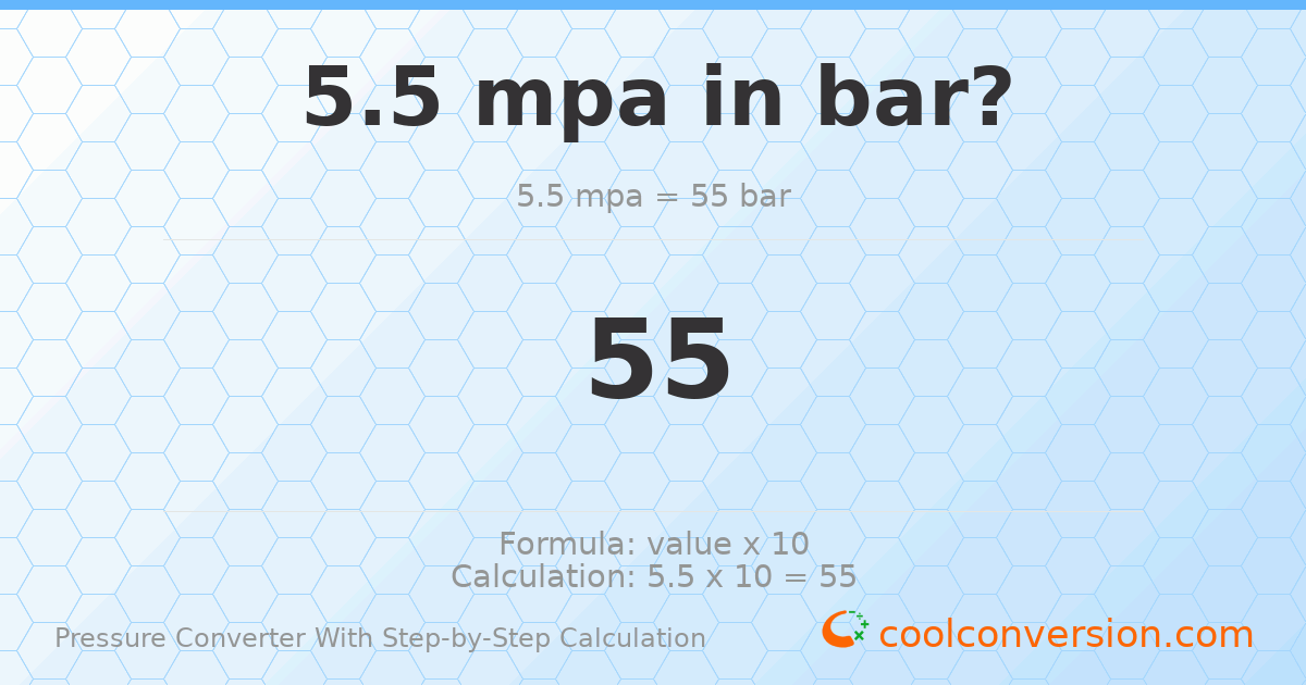 5.5 MPa = 55 bar
