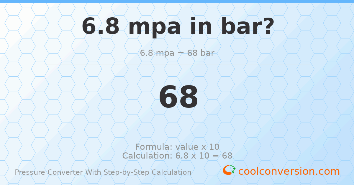 6.8 MPa = 68 bar