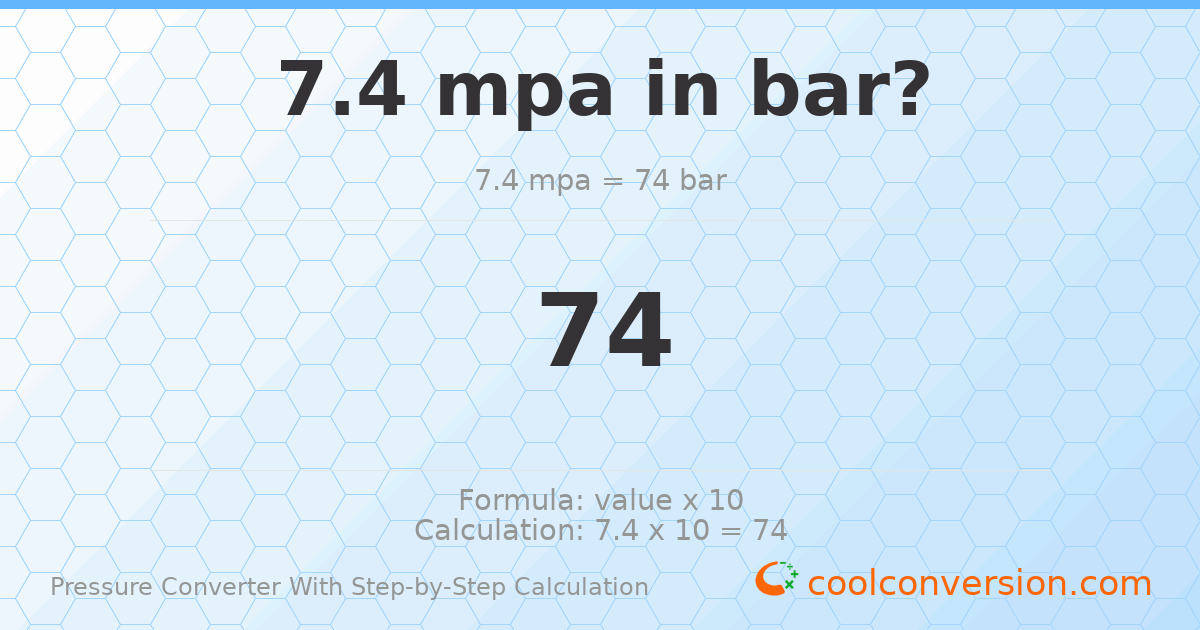 7.4 MPa = 74 bar