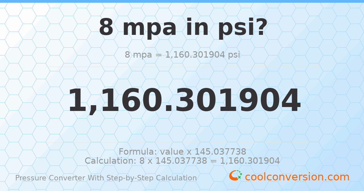 8 MPa = 1160.3 psi