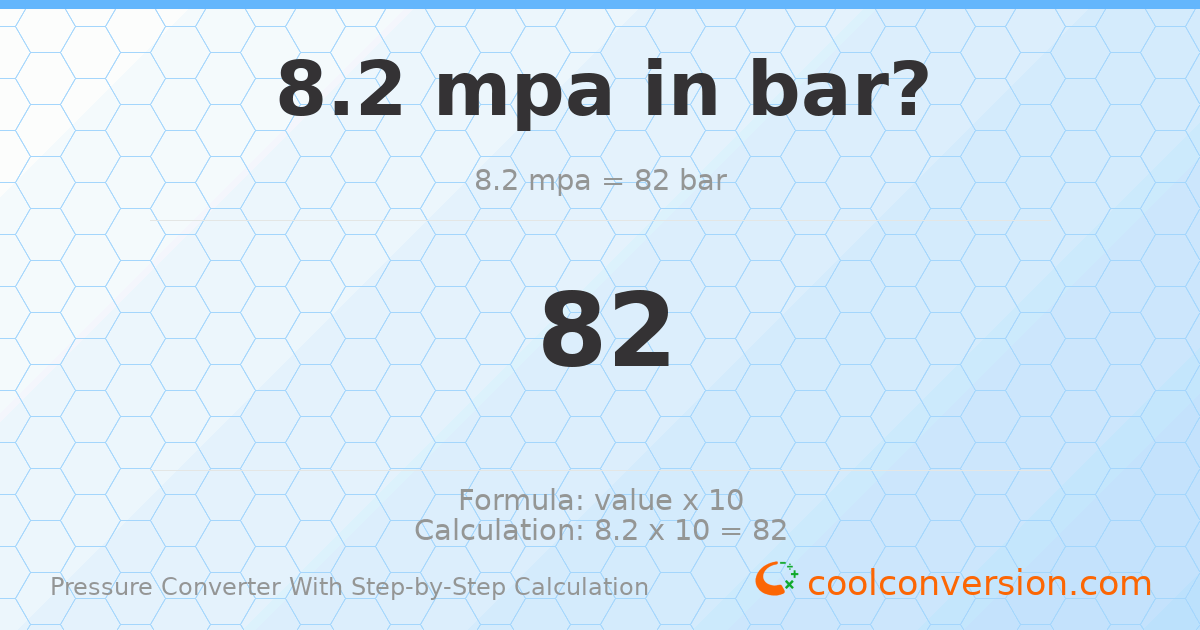 8.2 MPa = 82 bar