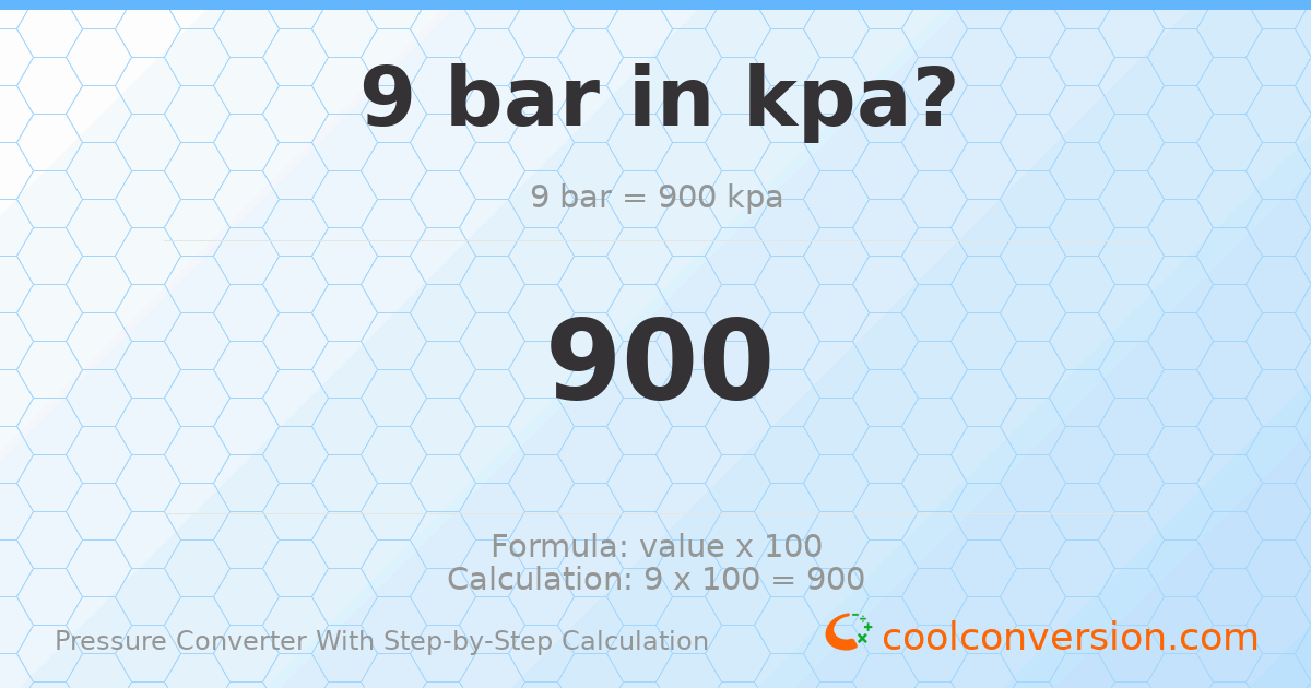 9 bar = 900 kPa