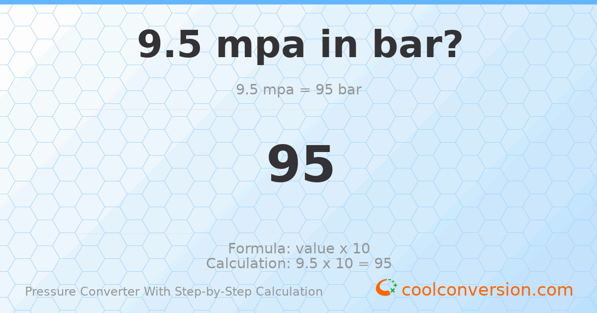 9.5 MPa = 95 bar