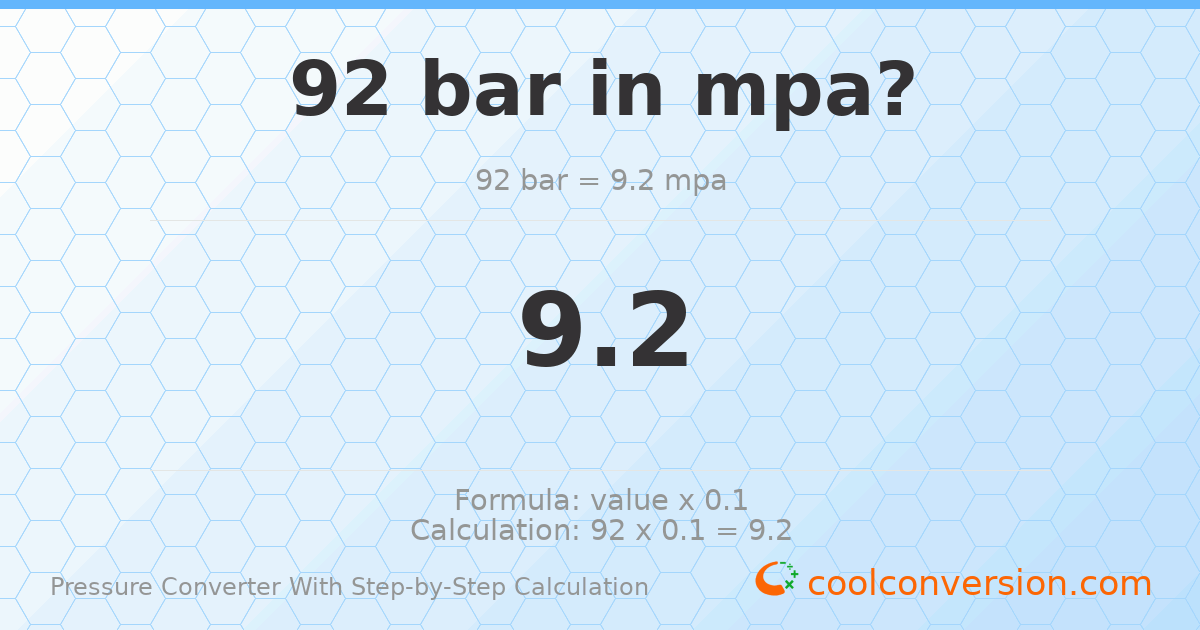 92 bar = 9.2 MPa