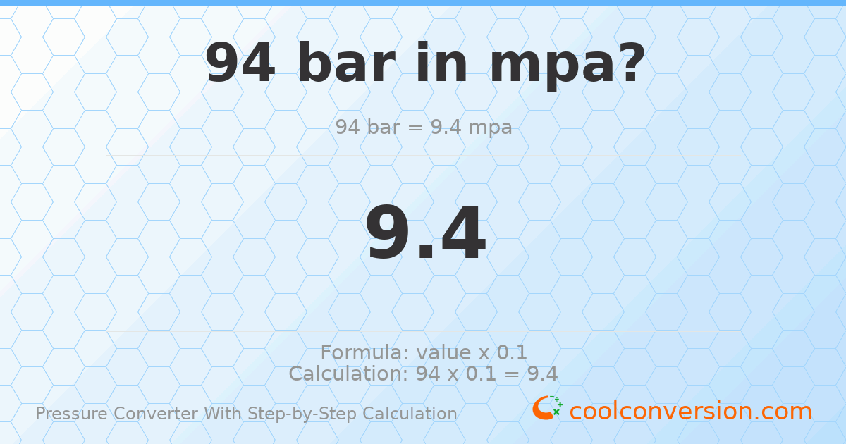 94 bar = 9.4 MPa
