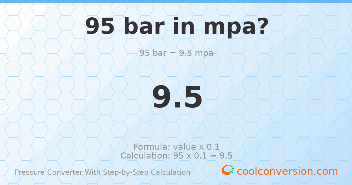 95 bar = 9.5 MPa