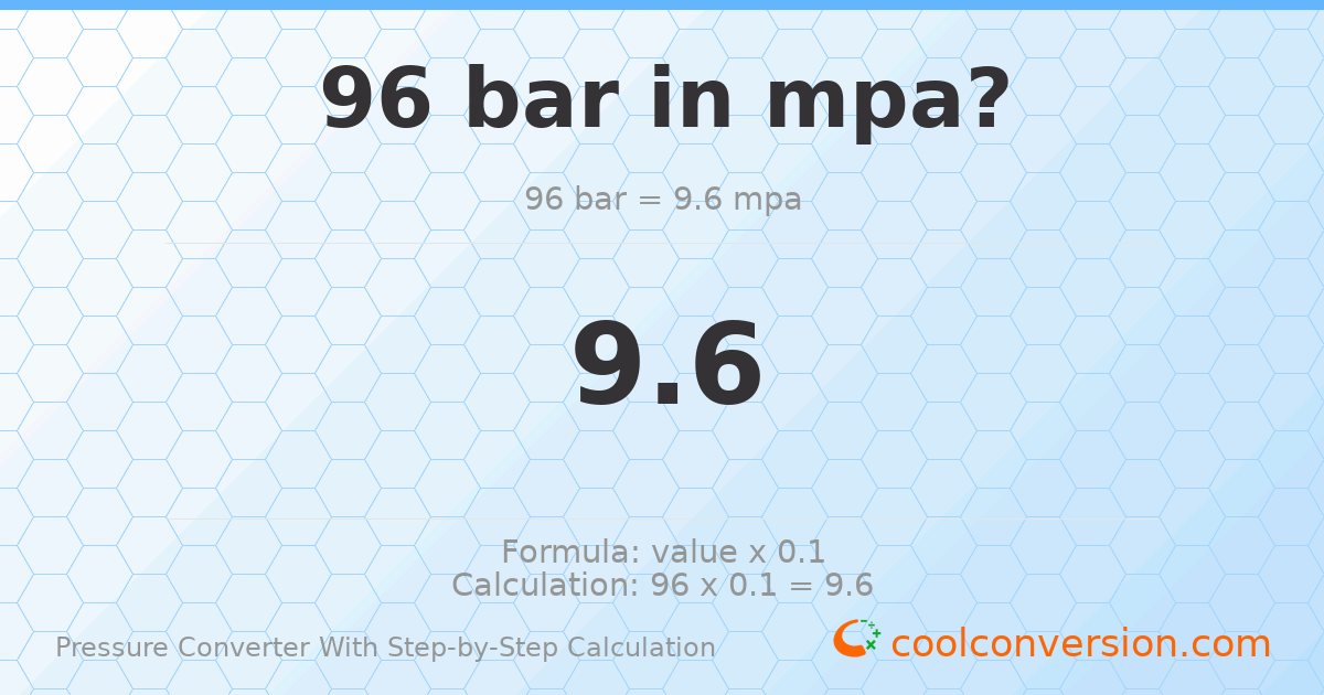 96 bar = 9.6 MPa